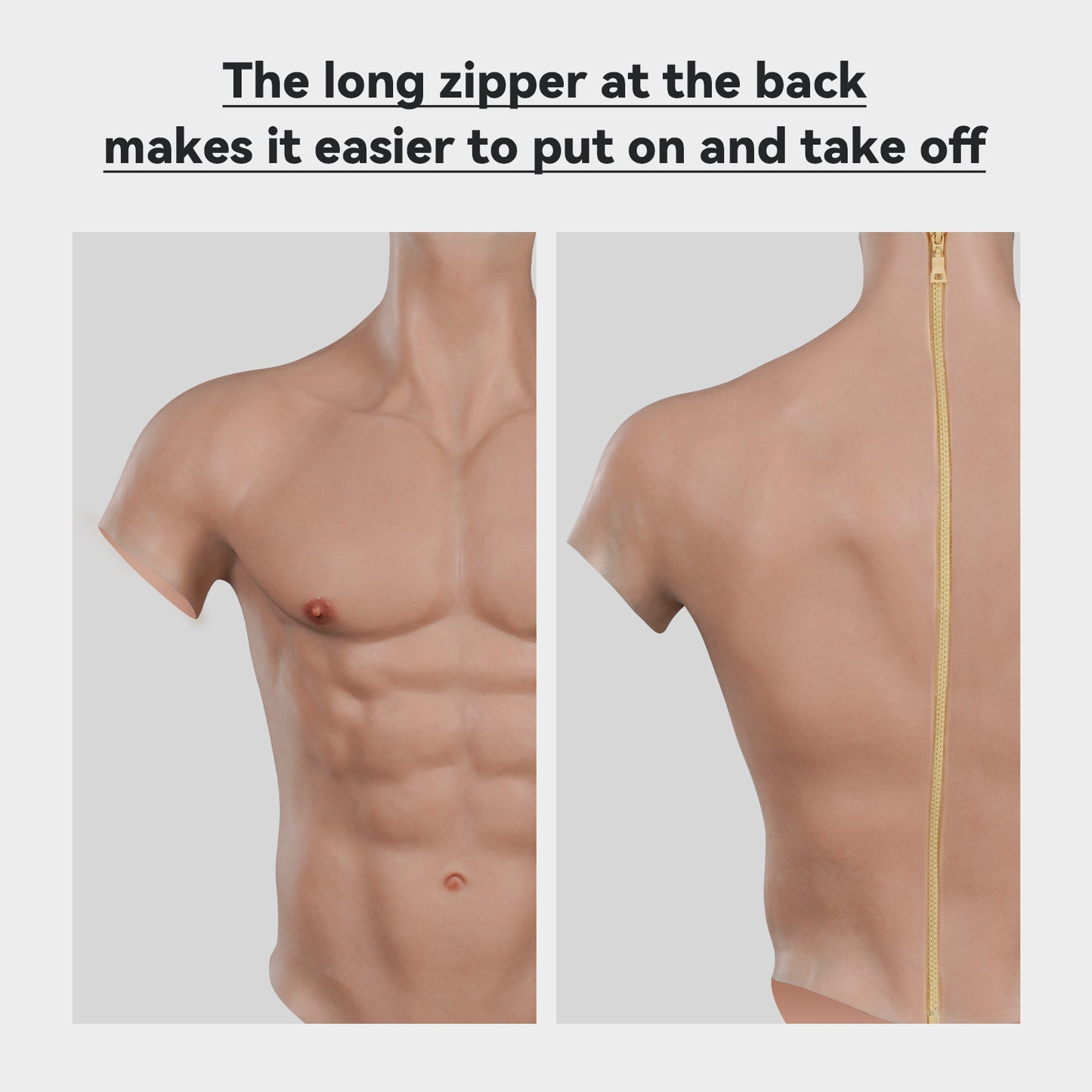 Muscle Suit Fake Abs with Zipper