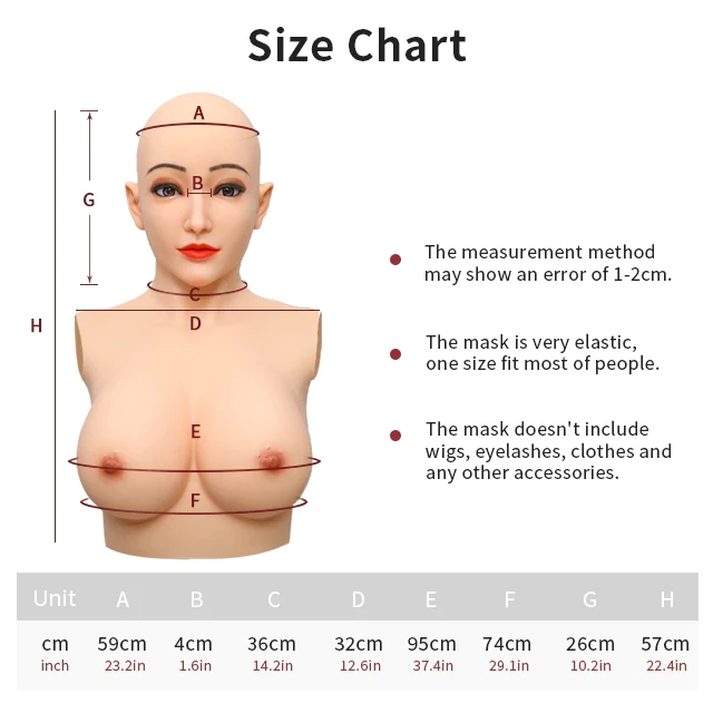 Alice E Cup Female Head Mask with Breast