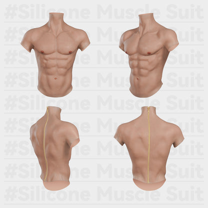 Muscle  Suit Fake Abs with Zipper