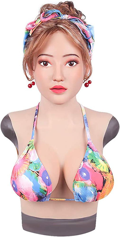 Alice E Cup Female Head Mask with Breast